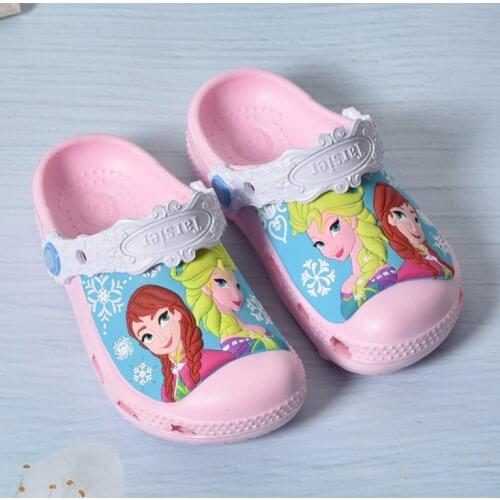 Frozen Elsa Kids Sandals Summer Non-slip Beach Cave Shoes Slippers Toddler Baby Slippers Soft Bottom Boy Girl Garden Shoe Sandal