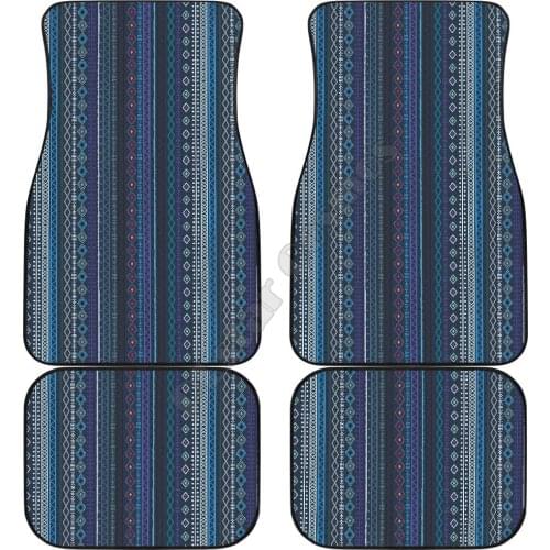 Blue Boho Stripes Car FLoor Mats 3D Printed Pattern Mats Fit for Most Car Anti Slip Cheap Colorful
