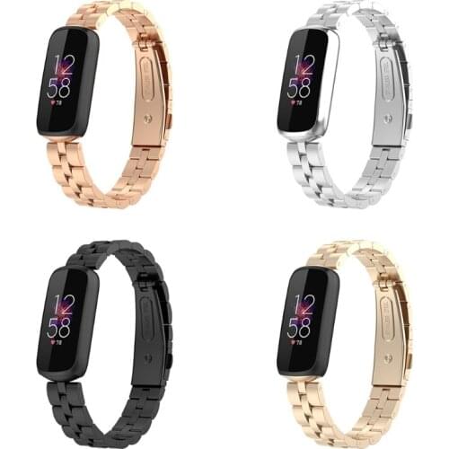 Compatible with Fitbit-Luxe Durable Sweatproof Adjustable Sport Metal Wristband Replacement Smart Watch Bands Straps