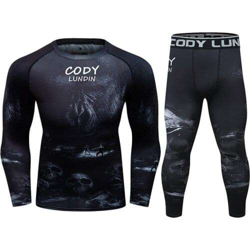 Cody Lundin Running Sublimation Printed Sport Suit Men Tracksuit Gym Rashguard Leggings