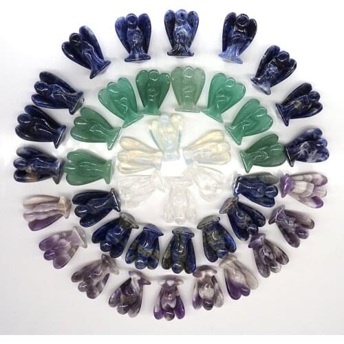 1" Guardian Angel Figurine Healing Crystal Gem Statue Jewelry Making Decoration Craft Gift Trinket Room Ornament Wholsale 10PC