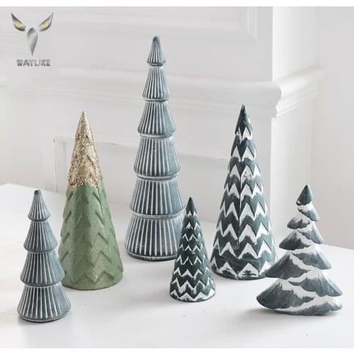 WAYLIKE Wooden Sequins Mini Christmas Tree Desktop Small Ornaments Christmas Decorations Scene Layout Ornaments Christmas Tree