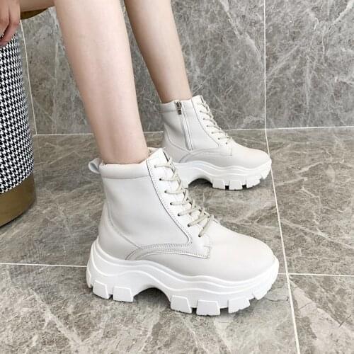 Okkdey2020 New Motorcycle Boots Ladies Vintage Combat Autumn Boots Army Punk Goth Women Boots Women Biker PU Leather Short Boots