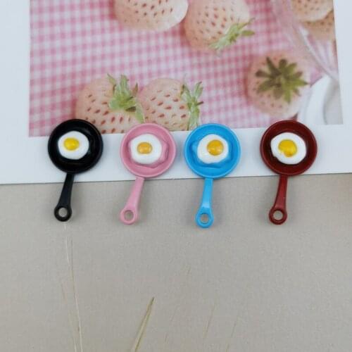10pcs Enamel Alloy Pan With Eggs Charms For Bracelet Anklet Necklace 4 Colors Mini Pan Pendant DIY Jewelry Accessory 15*27mm