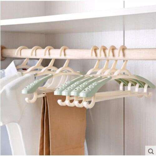 10pcs/lot 39.5cm adult plastic retractable clothes rack without trace anti-slip multi-functional hanger