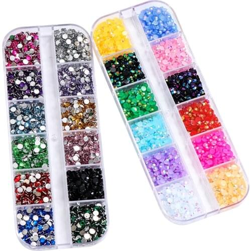 12 Grid AB Jelly rhinestones Non Hotfix Multi colors Crystal Resin Rhinestone Flatback strass Nail Glitters Garment Stone
