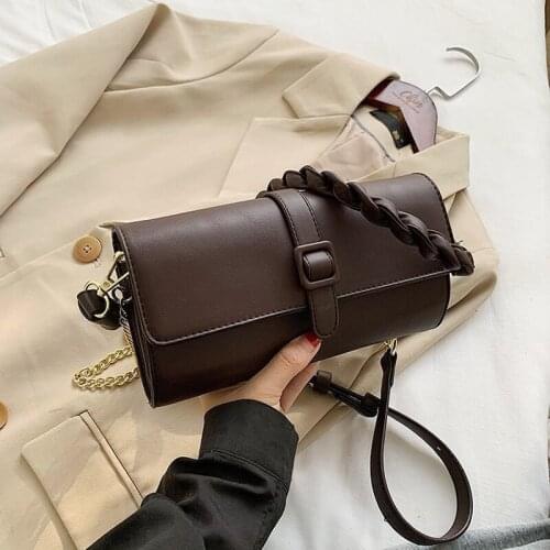 2020 retro solid color female long stick bag good quality PU female shoulder bag classic handbag brand style designer