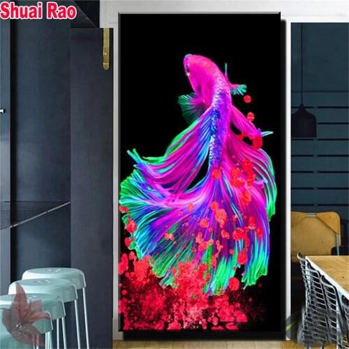 Large Size Red Fish"Carp"Diamond Painting Full Square/Round Drill Mosaic Diamond Embroidery Aisle Background 3D Stereo Decor