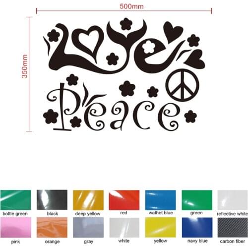 Car decals 1 Piece beatiful flower car sticker text peace and love best wishes car decals accessiores cusomized funny sticker