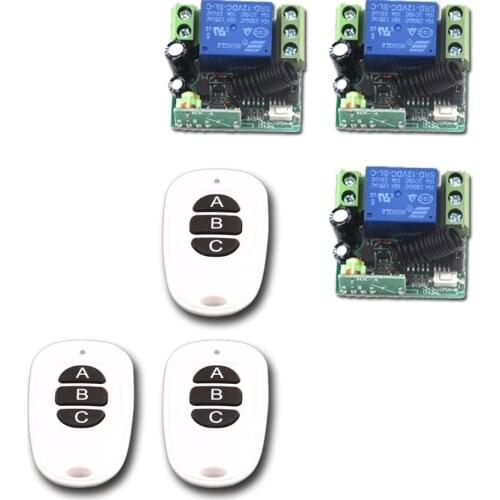 Good Design RF Wireless Remote Control Switch System 12V Mini 1CH 3pcs Waterproof Transmitter &3pcs Receiver with 3 Buttons