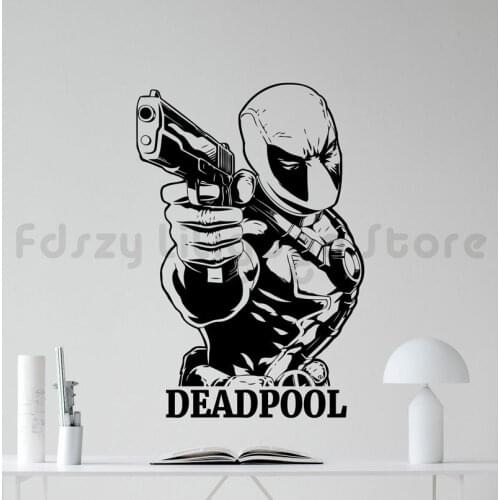 Deadpool Wall Decal Comic Superhero Vinyl Sticker Decoration Boy Room Decor Living Room Decorating Wall Sticker F300