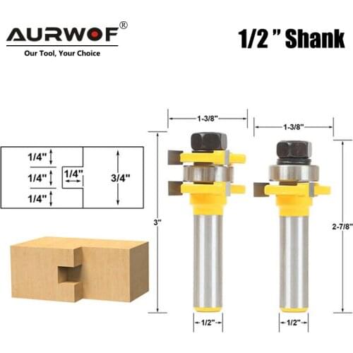 1/2 Shank 12mm Milling Cutters Router Bit Tongue & Groove 3 Teeth T-shape for Wood Milling Cutter Set Woodworking Power 03031