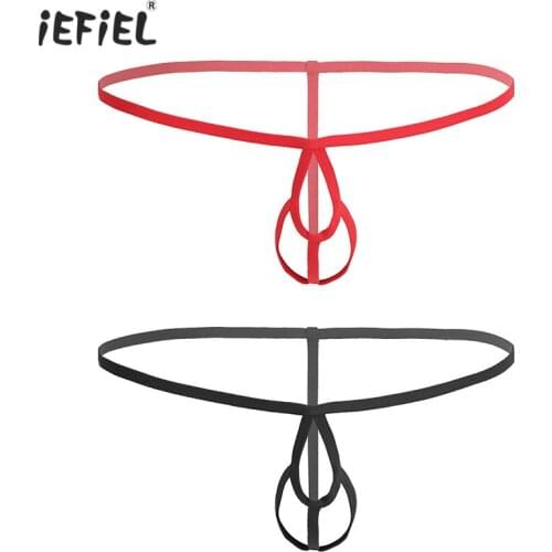 Gay Mens Sexy Lingerie Thongs and G-Strings Chastity Crotchless Panties Bulge Pouch Open Crotch Bikini Briefs Stretchy Underwear