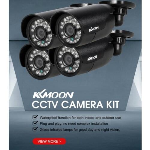 KKmoon 4pcs 720P AHD Bullet Camera 60ft Surveillance Cable Support IR-CUT Night Vision 24pcs Infrared Lamps 3.6mm Home Security