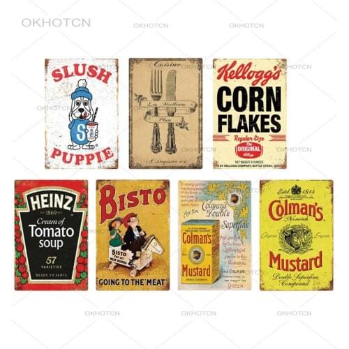 Kitchen Metal Sign Plaque Vintage Tin Plates Retro Kitchen Iron Painting House Dining Room Wall Decor Restaurant Decoration