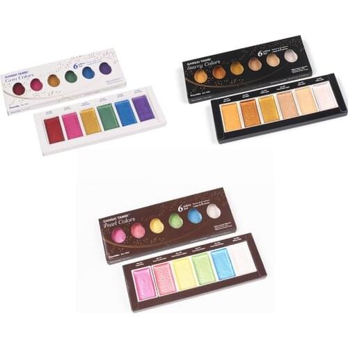 Kuretake GANSAI TAMBI Starry/Pearl/Gem Colors Solid Paints Metallic Gold Watercolor Pigment For Drawing Art Supplies