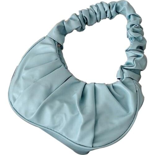 Summer Pleated Handbags Women Underarm Bag Vintage Design PU Leather Ladies Small Shoulder Bags Female Tote Purse