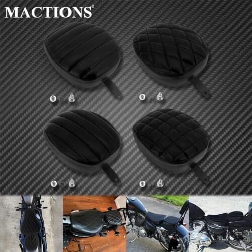 Motorcycle Leather Rear Passenger Cushion Seat Pillion Pad Black For Harley Sportster 48 Forty Eight XL1200X Seventy Two XL1200V