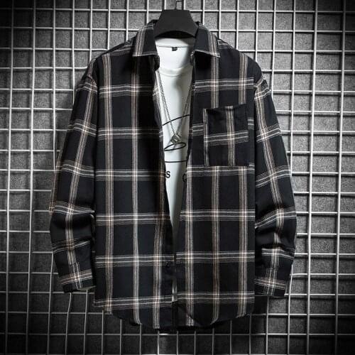 2021 Mens Long-sleeved Plaid Autumn Casual Shirt Classic Lapel Design Office Hotel Overalls Brand Winter Formal Shirts for Men