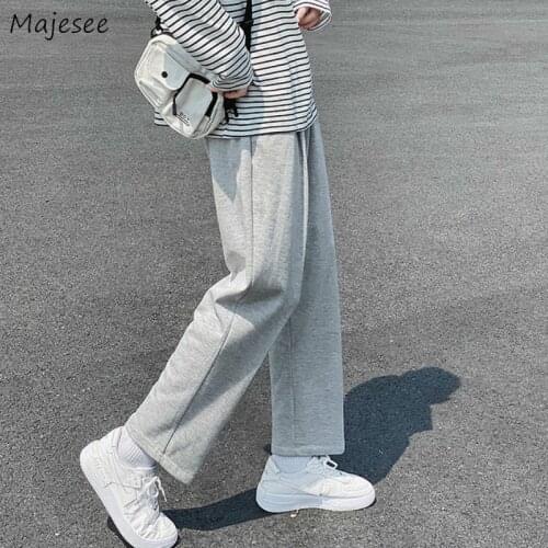 Men Sweatpants Solid Simple Wide Straight Plus Size 3XL High Elasticity Waist Loose All-match Soft Korean Trendy Leisure Daily