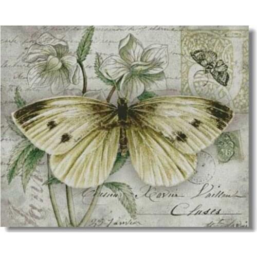 Top Quality hot selling beautiful counted cross stitch kit Retro butterfly and flowers insect