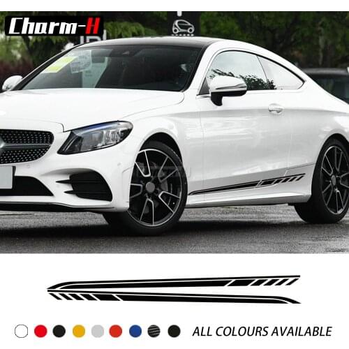 2X Door Side Skirt Stripes Decal Stickers for Mercedes Benz C Class 2019 W205 C180 C200 C260 C300 C43 C63 Coupe AMG Accessories