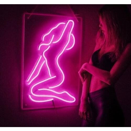Custom Sexy Girl Women Neon Sign Light LED Wall Window Hanging Acrylic Decor for Bar Night Club Party Erotic Striptease