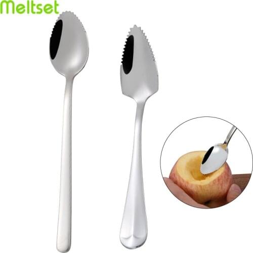 Stainless Steel Spoons Long Handle Grapefruit Spoon With Serrated Edge Fruit Honey Apple Puree Scoop Coffee Stirring Teaspoons