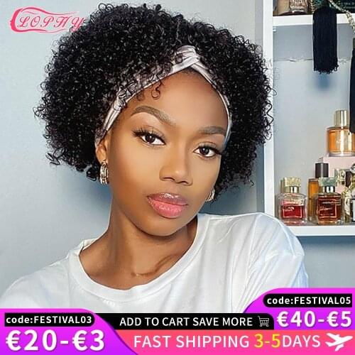 Jerry Curly Headband Wig Human Hair Wigs Short Deep Wave Human Hair Wig Brazilian Remy Full Machine Made Wig For Black Women