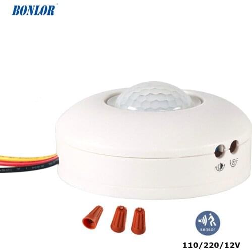 12V Motion Sensor Light Switch PIR Sensor 220V 110V Detector Movement Automatic Infrared LED Ceiling Light ON OFF with Timer