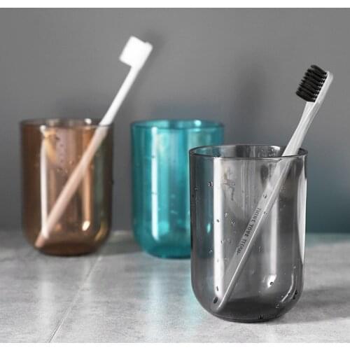 Bathroom simple toothbrush wash cup translucent couple toothbrush cup household plastic mouthwash cup