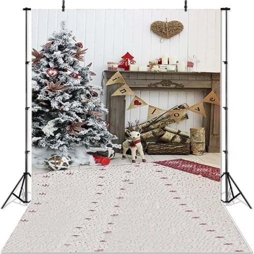 Christmas Photography Background Christmas Tree Fireplace Carpet Backdrop Kids party Decoration Props Banner For Photo Studio