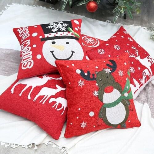 Christmas Pillowcase Elk Santa Snowman Print Pattern Pillowcase Sofa Cover Home Decoration Christmas Party Gifts