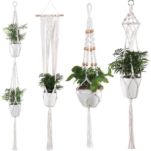 Vintage Handmade Macrame Plant Flower Pot Hanging Basket Home Garden Balcony Decoration Flowerpot Holder Hanging Planter