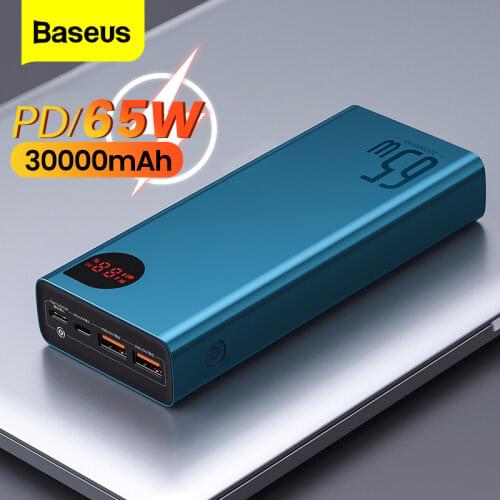 Baseus PD 65W Power Bank 20000mAh QC4.0 Portable Charging External Battery Charger PowerBank For iPhone Xiaomi Macbook PoverBank