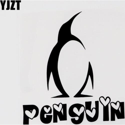 YJZT 12CM×13.3CM Funny Animal Penguin Vinyl Decor Car Sticker Decal Black/Silver 13F-0055