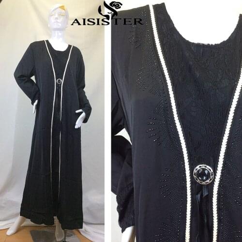 Abaya Dubai Middle East Embroidery Ironing Black Maxi Muslim Robe Kaftan African Dress For Women Islam Clothing Ramadan Freeship