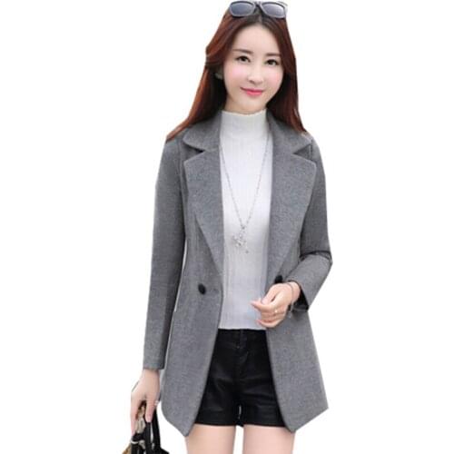Autumn Winter Coat Female 2021 New Thick Fashion 3XL Woolen Coat Mid-Length A Buckle Woolen Jacket Women Windbreaker Outerwear