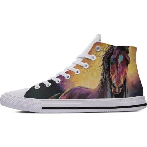 Animal Crazy Horse Art New Arrive Lightweight High Top Canvas Shoes Men Women Casual Breathable Sneakers