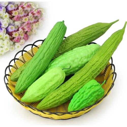 050 Simulation of vegetable and fruit models fake PU foam balsam pear cabinet farmhouse decoration shooting props