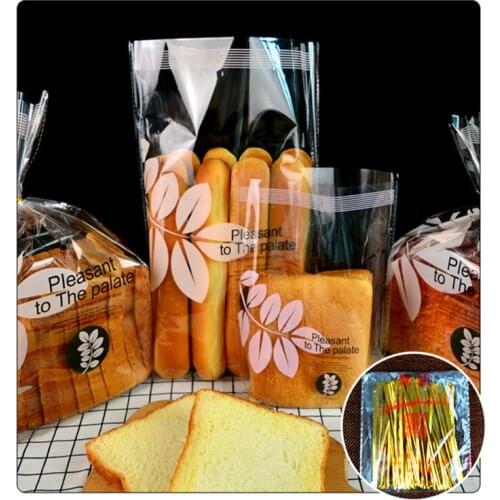 100pcs Bread Pocket Transparent OPP Bags Toast Baking Products Dried Fruit Snacks Package Packaging Pouch Clean Clear Packaging