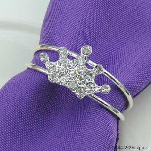100pcs Silver Crown Napkin Rings Napkin Buckle Metal Multilayer Napkin Holder for Hotel Wedding Banquet Table Decoration