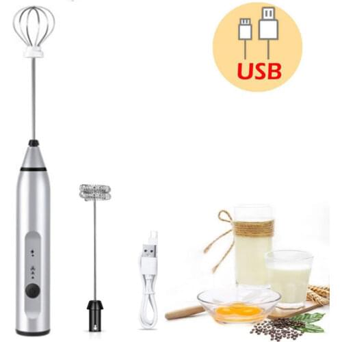 3-Speeds Egg Beater Coffee Milk Drink Whisk Mixer Heads Eggbeater Frother Stirrer USB Rechargeable Handheld Food Blender Whisk