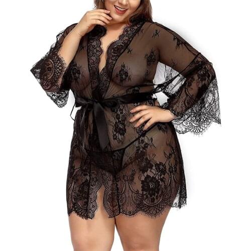 3XL Plus Size Women Sexy Lingerie Hot Erotic Apparel Porno Lace Flower Sleepwear Underwear Nightwear Night Gown Sex Costumes