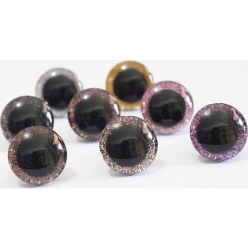 500pcs/lot--new design 16mm & 20mm & 24mm clear 3D safety toy eyes +glitter Nonwovens+ white hard washer--size & color option-N8