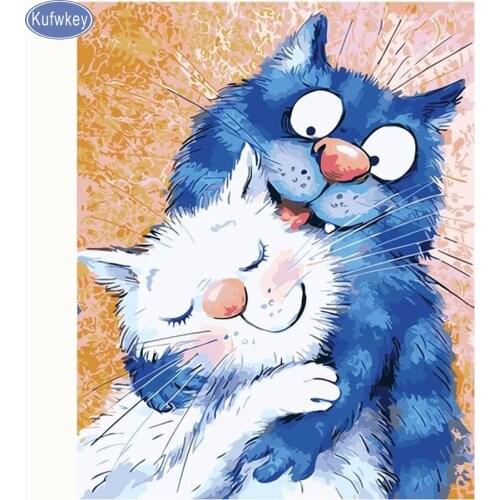 5d diy diamond blue cat pattern Cross Stitch diamond painting square animal embroidery beads patterns picture of rhinestones