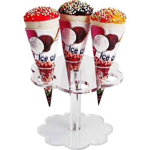 Acrylic Ice Cream Stand Cake Cone Stand Holder 6/16 Cones Wedding Buffet Display TS2