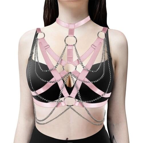 BDSM Bondage Belt Gothic Punk Tassel Body Chian For Women Cage Bra Suspender Lingerie Pole Dance Dress Club Rave Sexy Garter