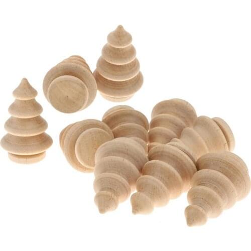 Blank DIY Wooden Christmas Tree Peg Dolls Party Cake Toppers Pack of 10