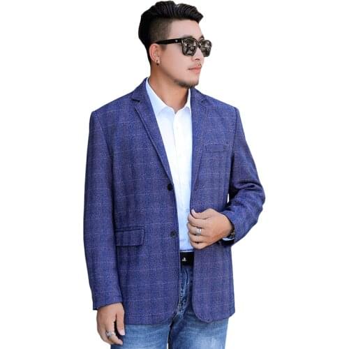 2021 Oversized 8XL Mens Plaid Blazer Street Casual Business Meeting Jacket Super Plus Size Blazers Man Events Office Coats